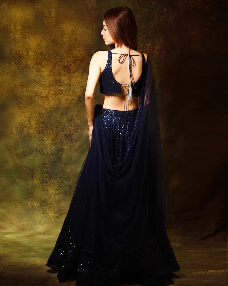 The Sequins Blue Lehenga