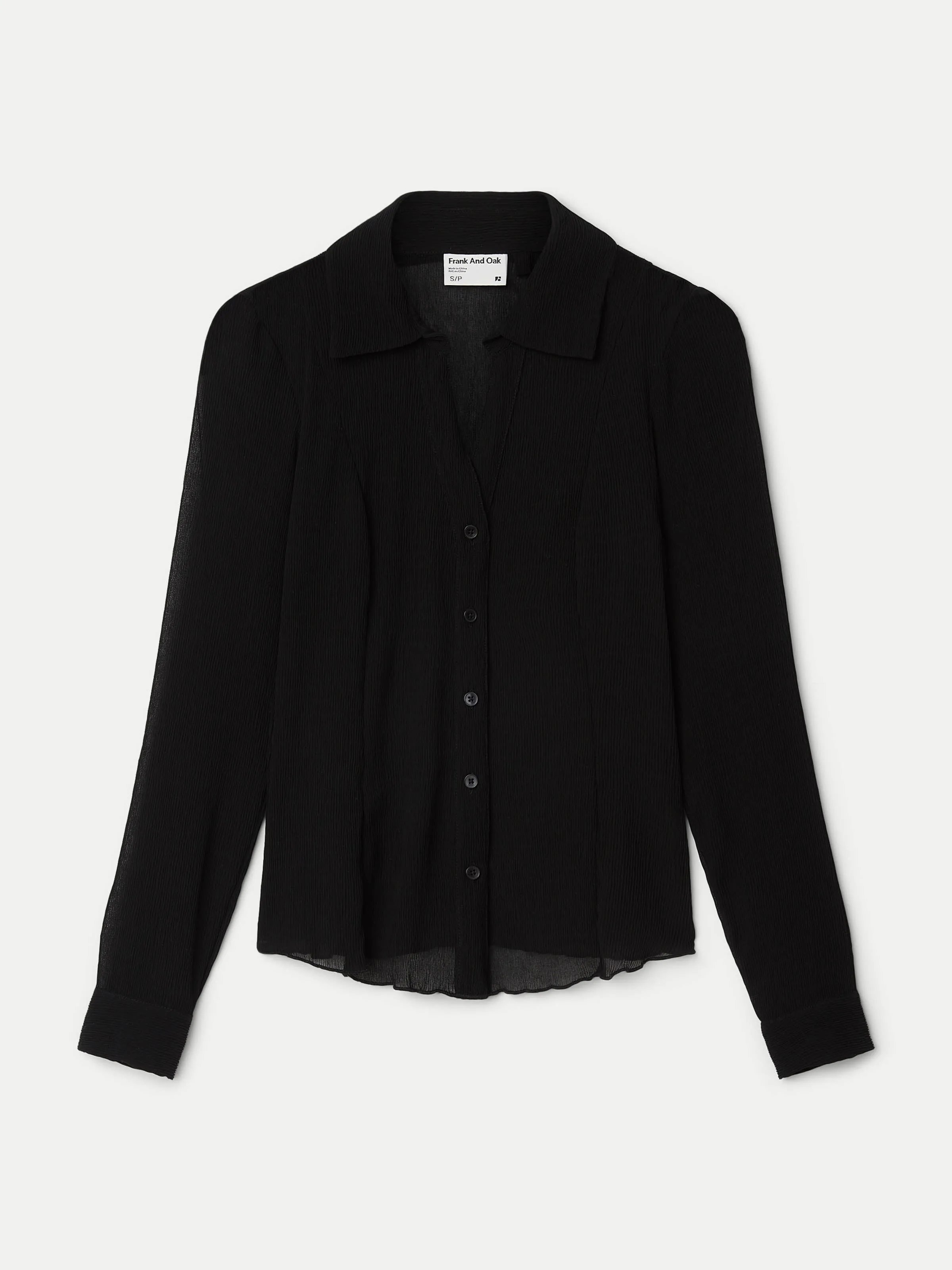 The Textured Sheer Blouse in Black