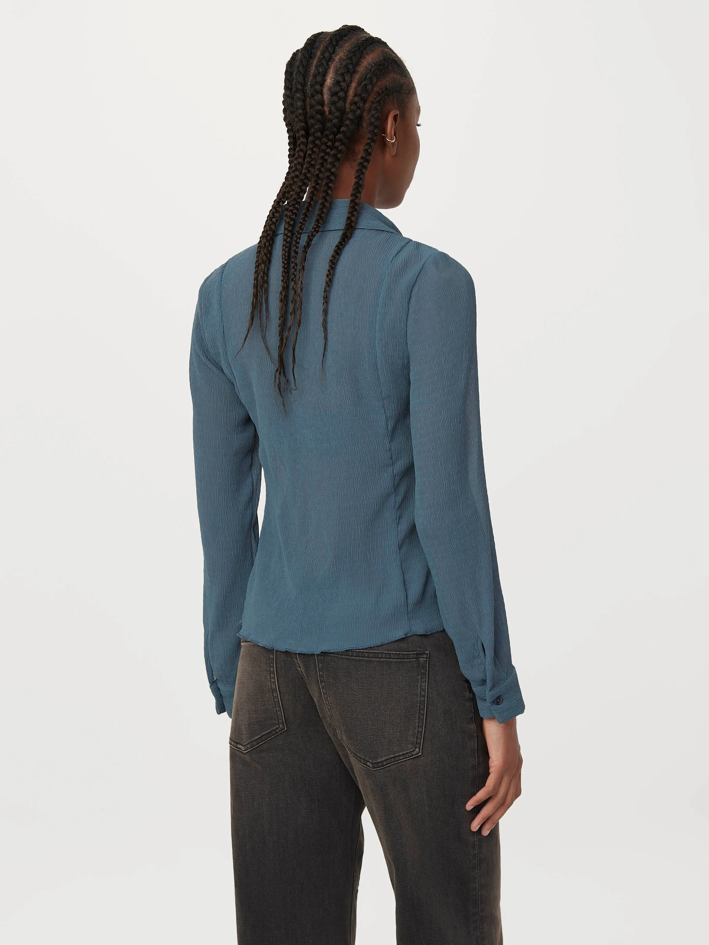 The Textured Sheer Blouse in Slate