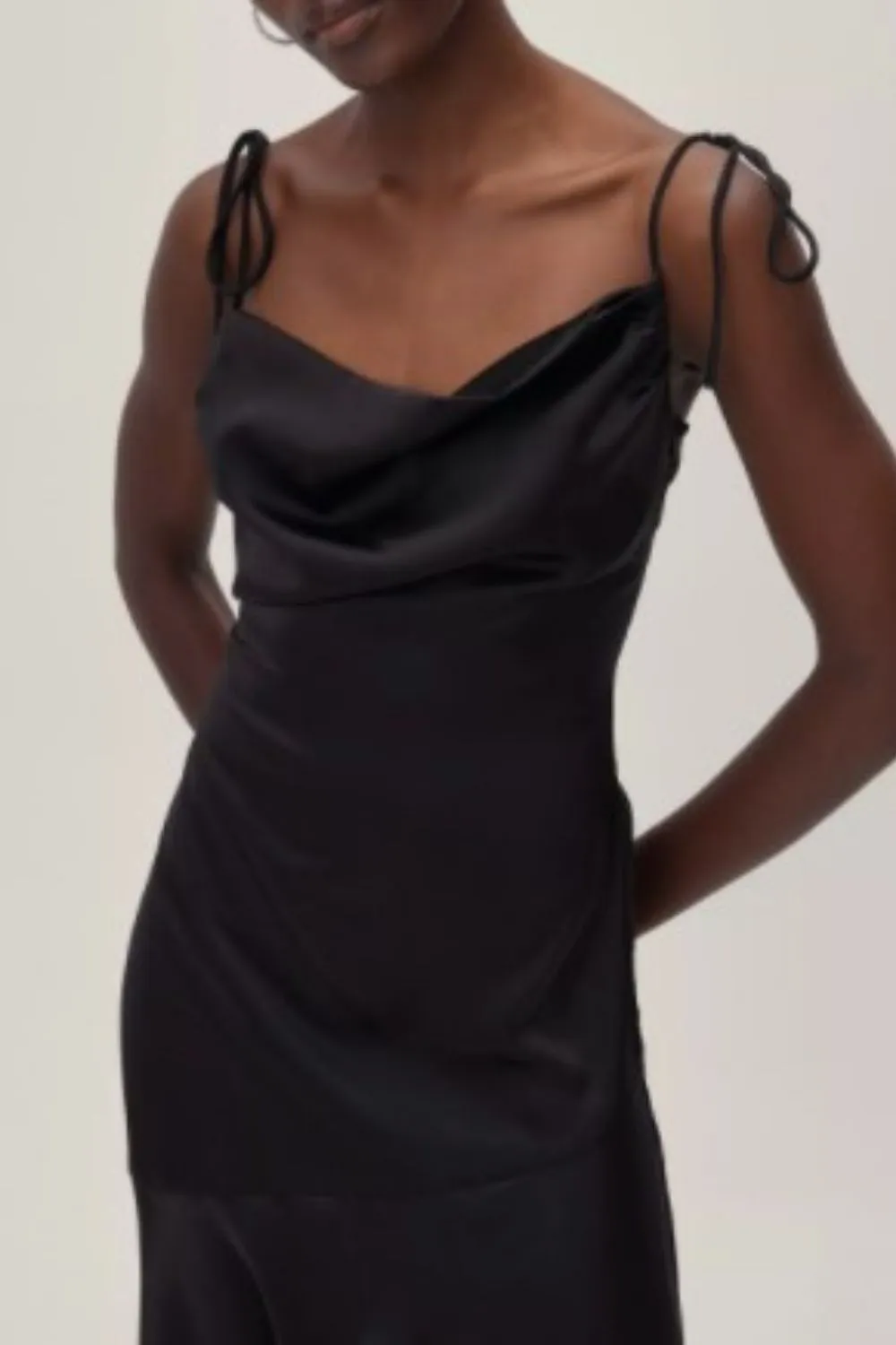 Tie-Up Shoulder Fit And Flare Dress