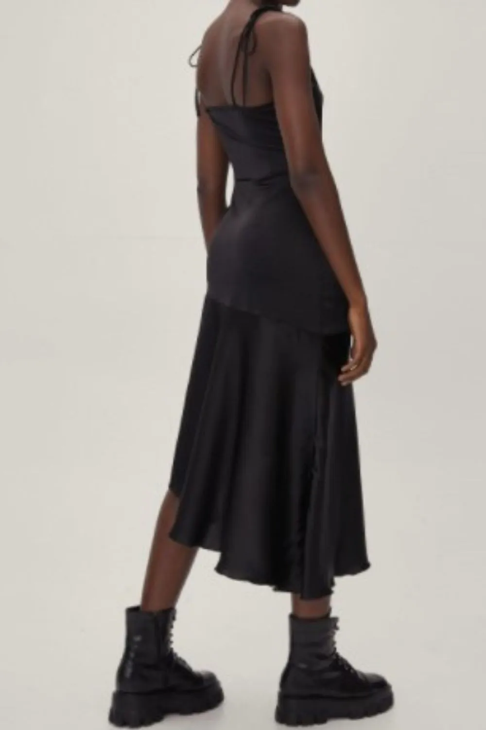Tie-Up Shoulder Fit And Flare Dress