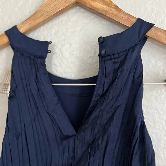 Tier and Far Navy Blue Tiered Pleated Halter Midi Dress