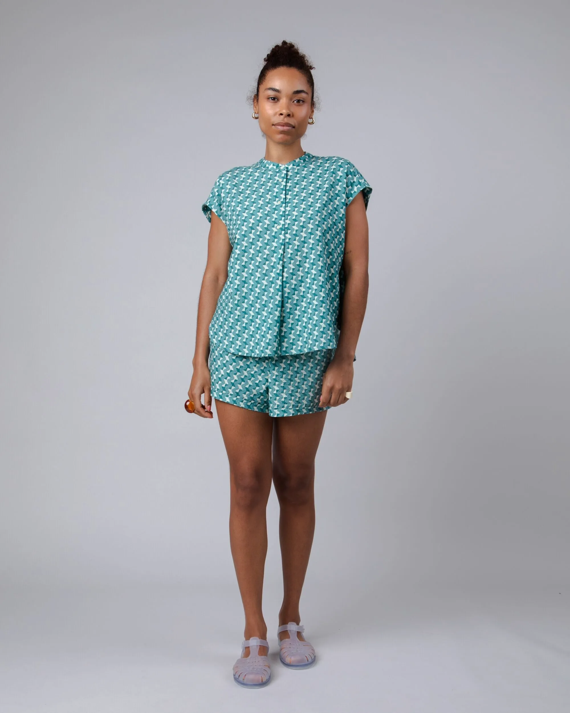 Tiles Mao Blouse Blue