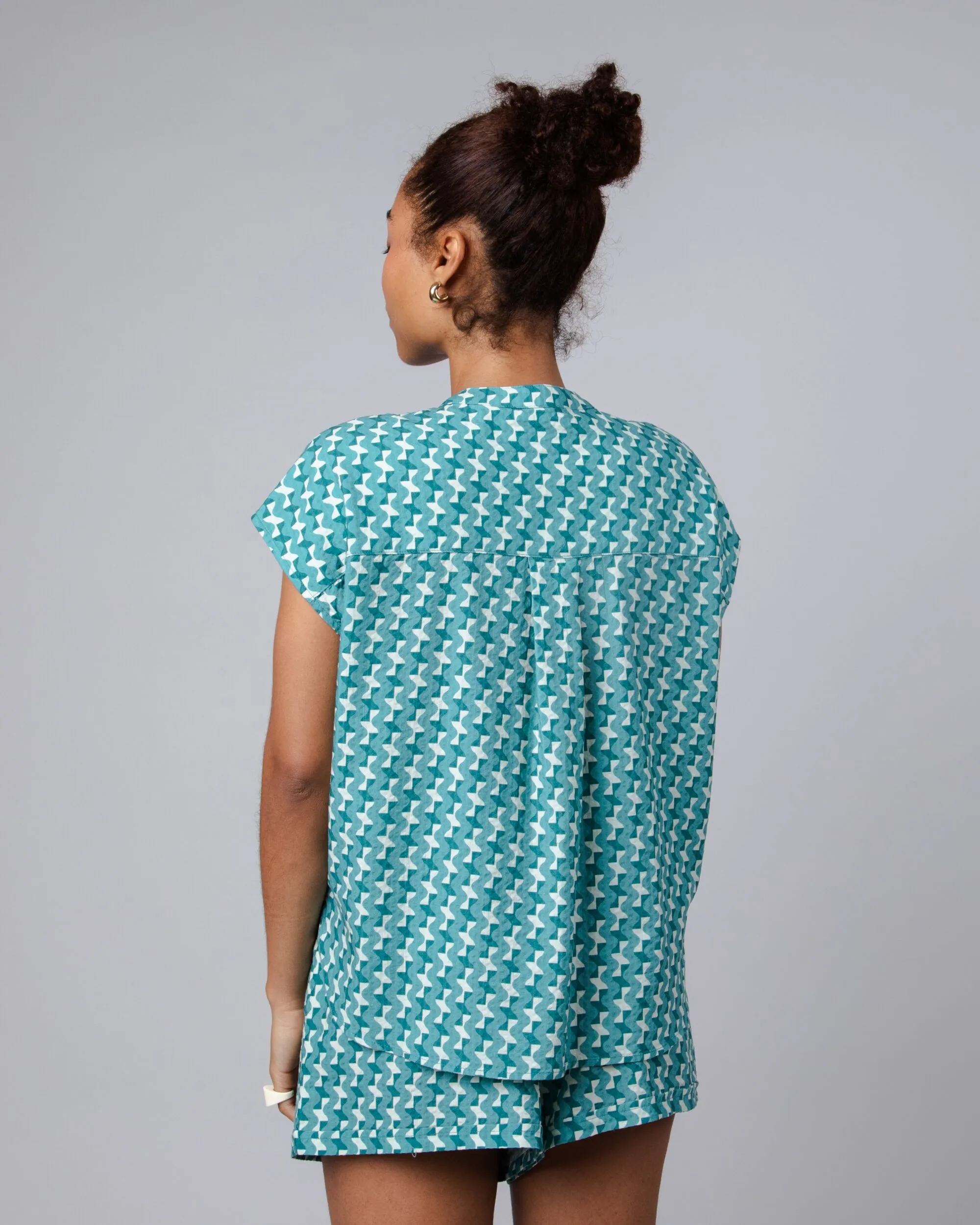 Tiles Mao Blouse Blue