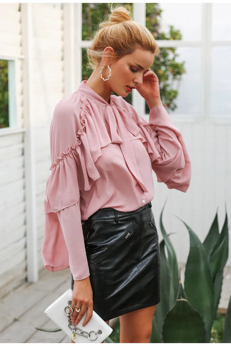 Timeless Ruffle Blouse - Nude Pink