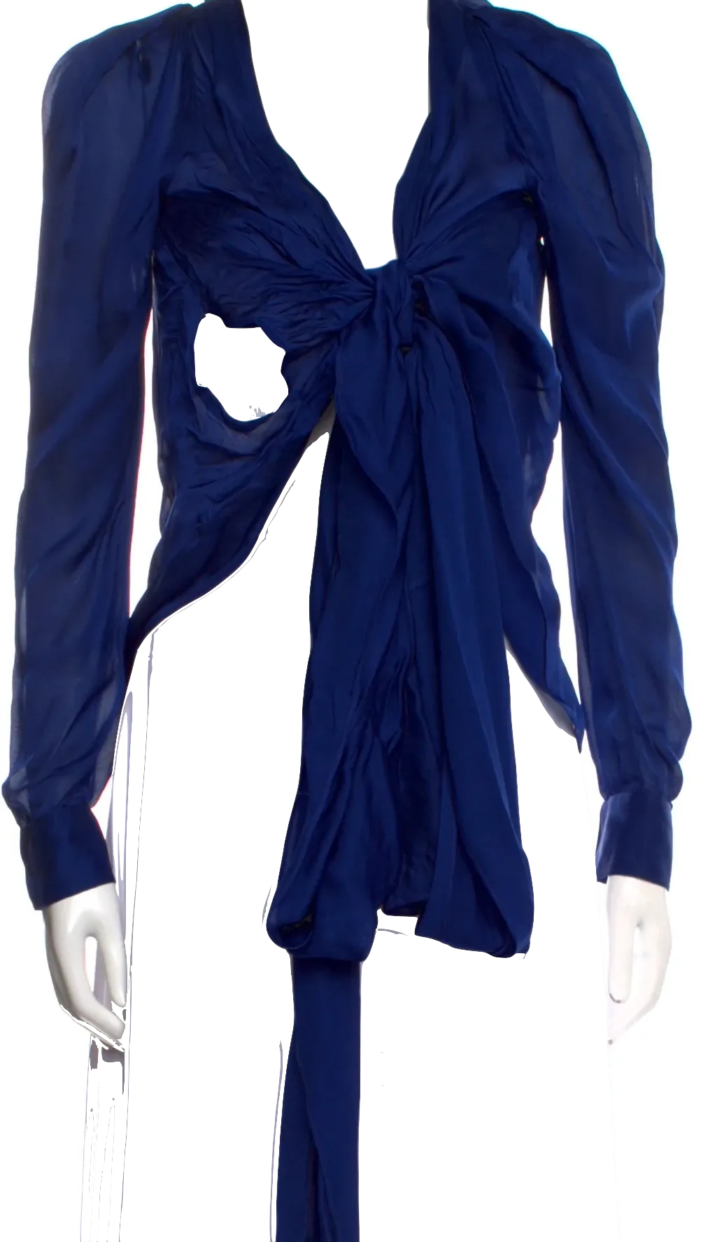 TOM FORD NY. Blue Silk V-Neck Blouse