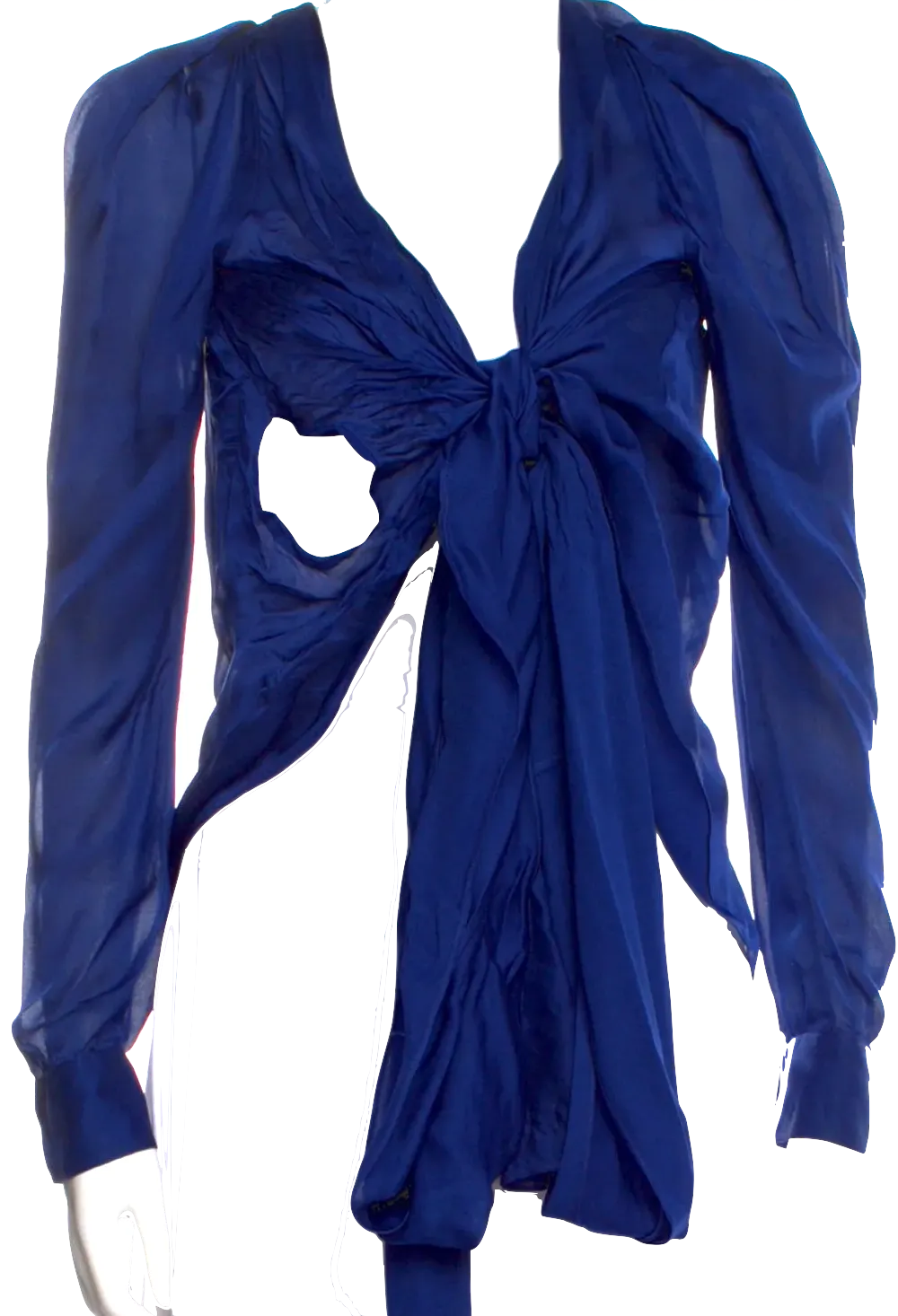 TOM FORD NY. Blue Silk V-Neck Blouse