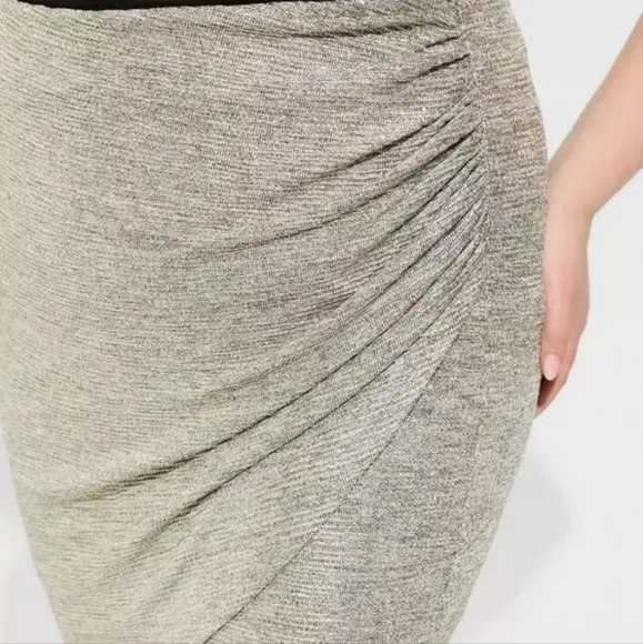 Torrid plus foil knit tulip hem mini skirt, 4XL, silver