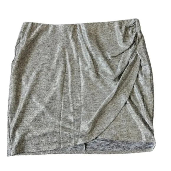 Torrid plus foil knit tulip hem mini skirt, 4XL, silver