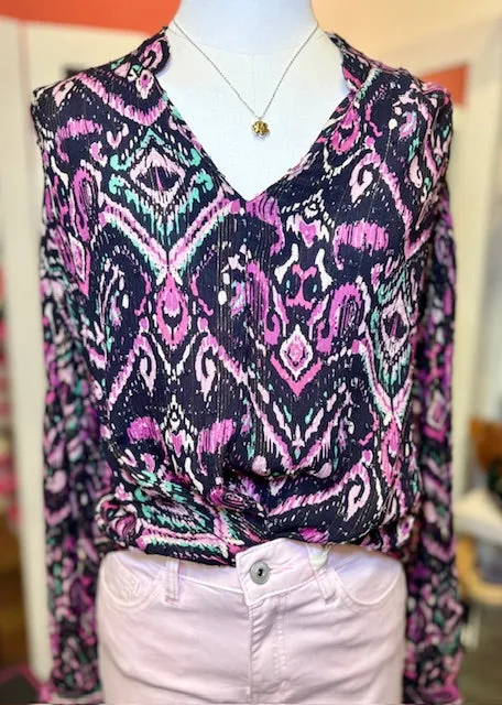 Tribal Faux Knot Violet Top