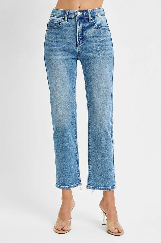 Tummy Control High Rise Crop Straight Pants