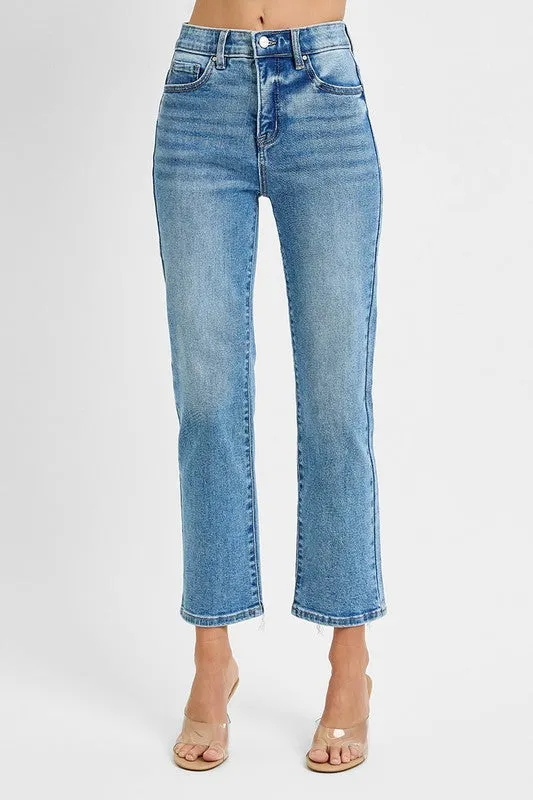 Tummy Control High Rise Crop Straight Pants