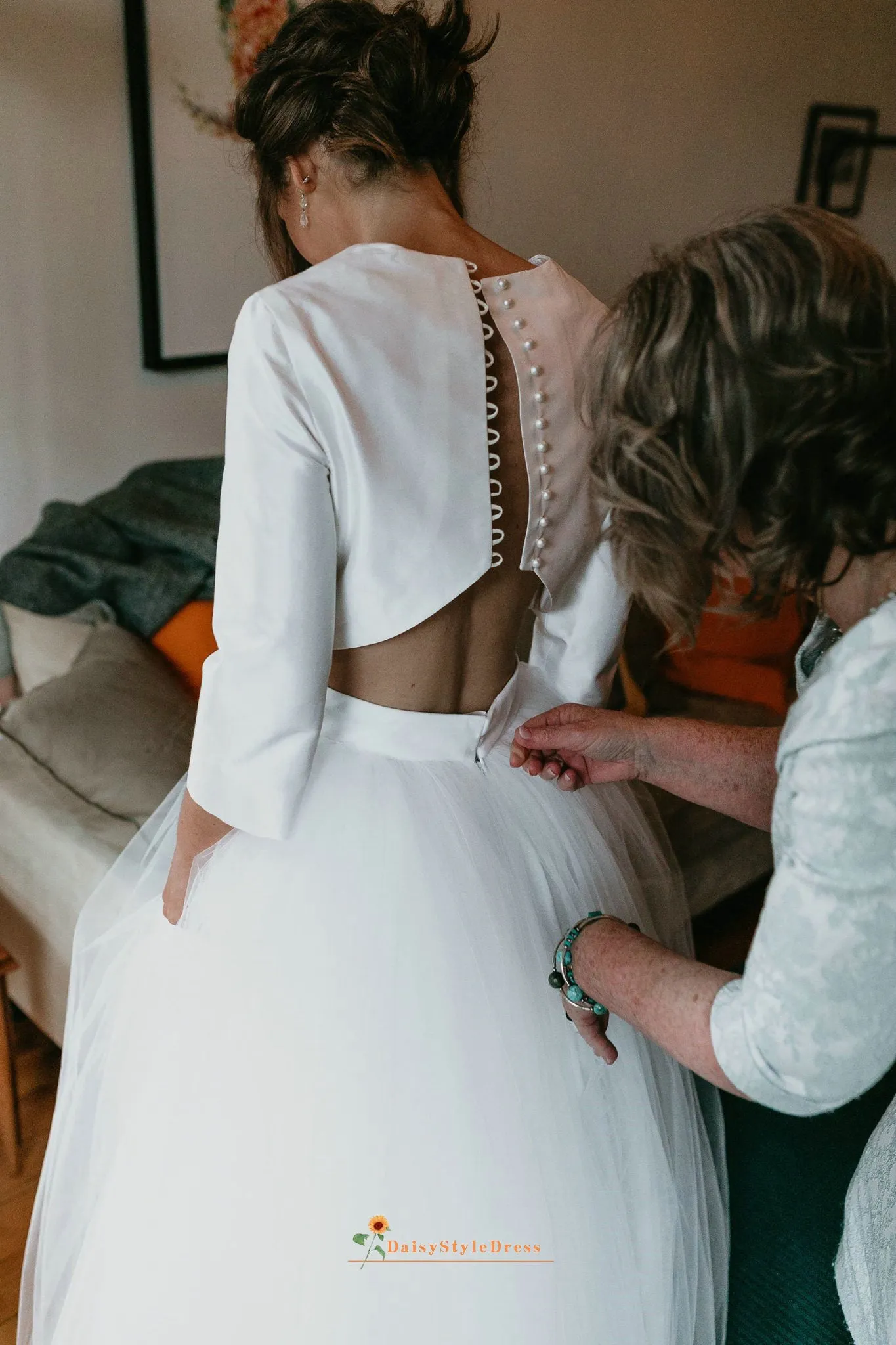 Two Piece Long Sleeve Wedding Dress
