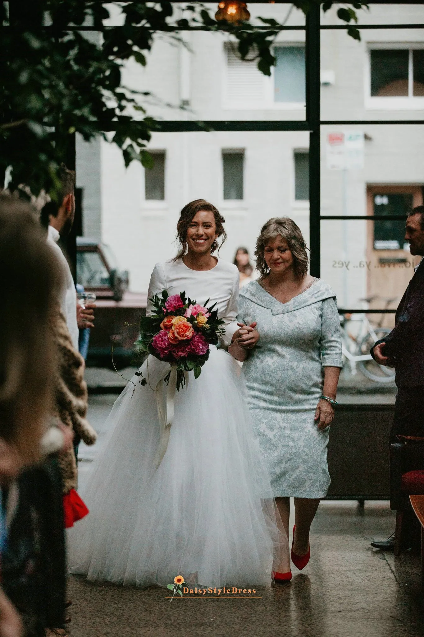 Two Piece Long Sleeve Wedding Dress