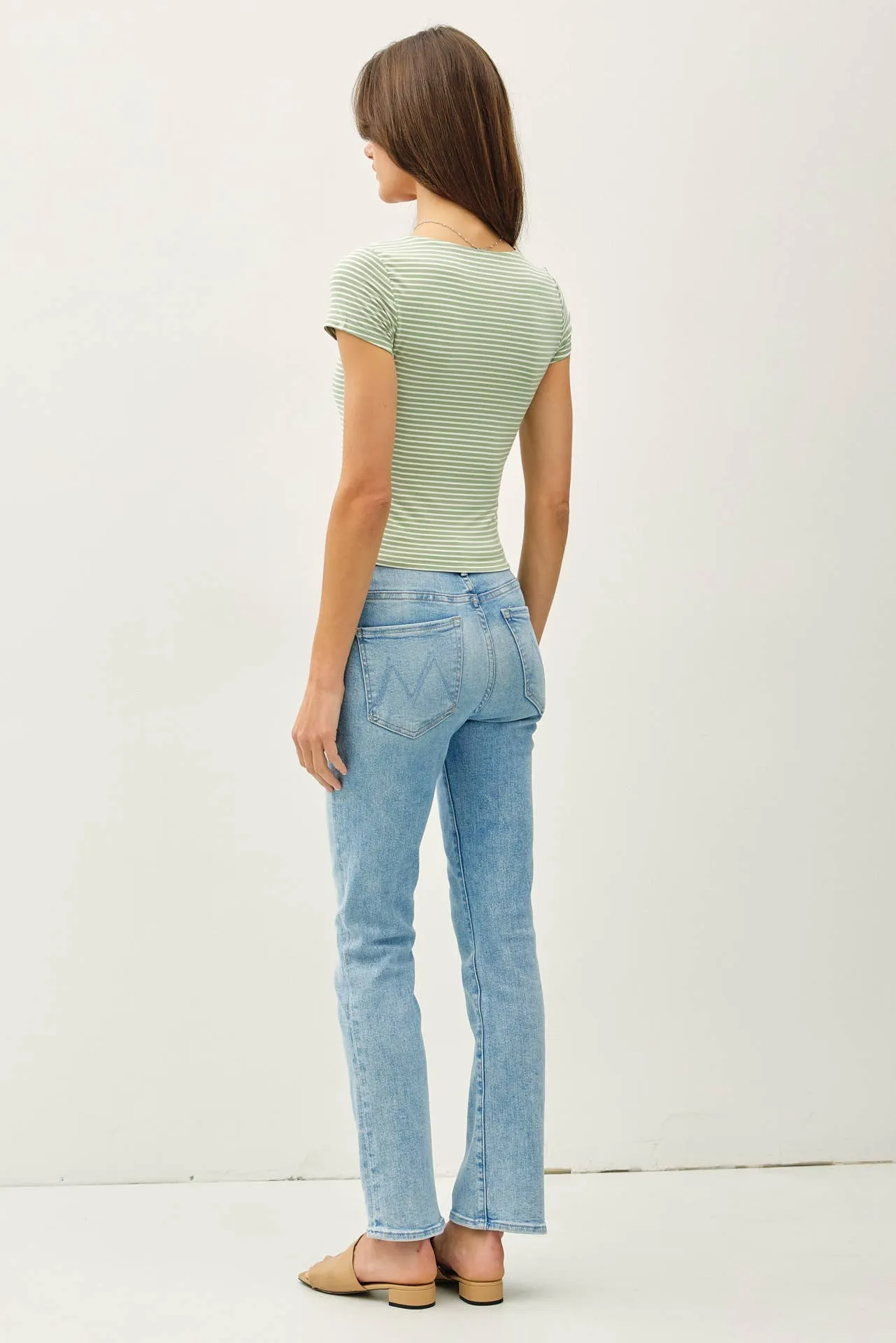 ULTRA SOFT DOUBLE LINED STRIPED SQUARE NECK TOP