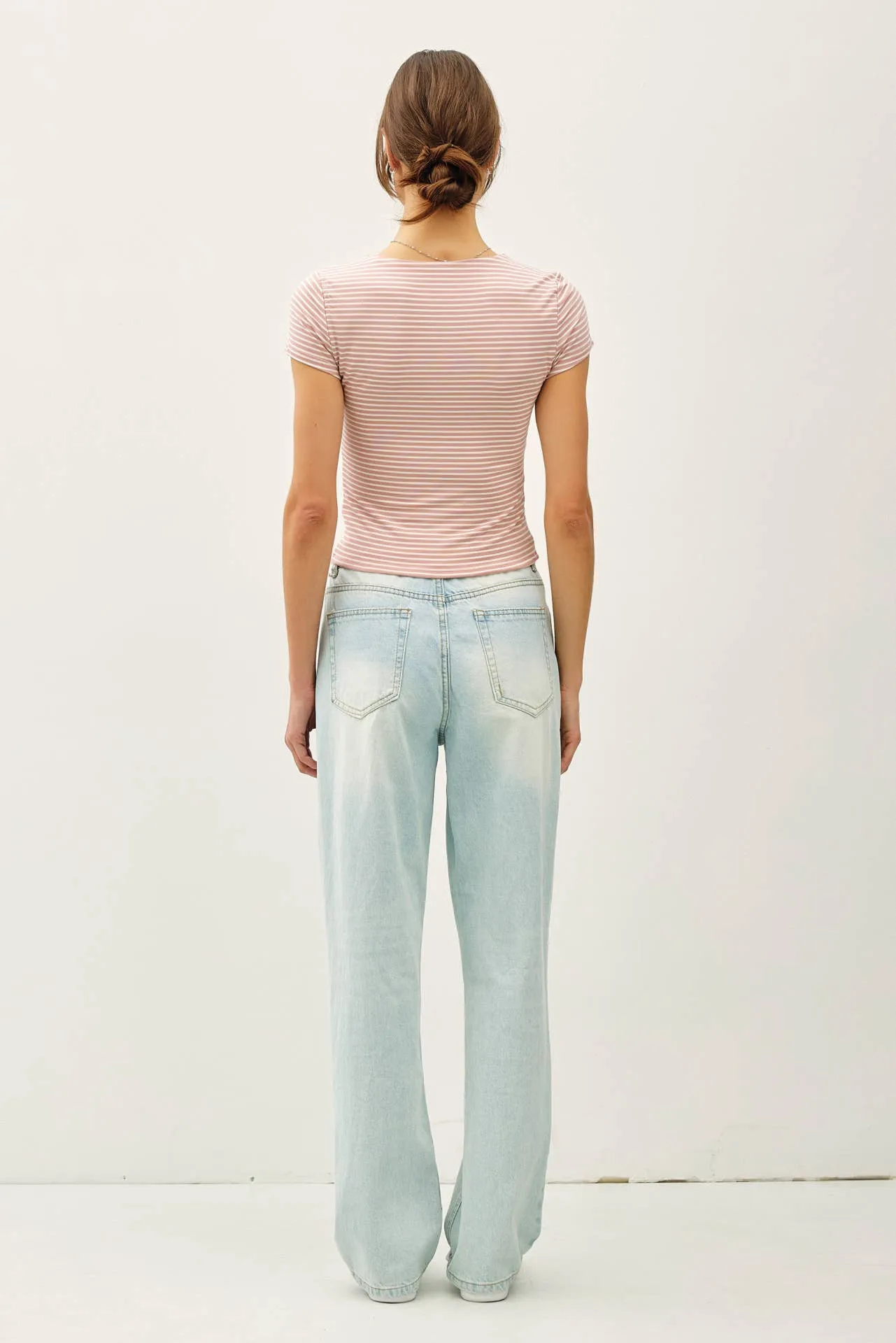ULTRA SOFT DOUBLE LINED STRIPED SQUARE NECK TOP