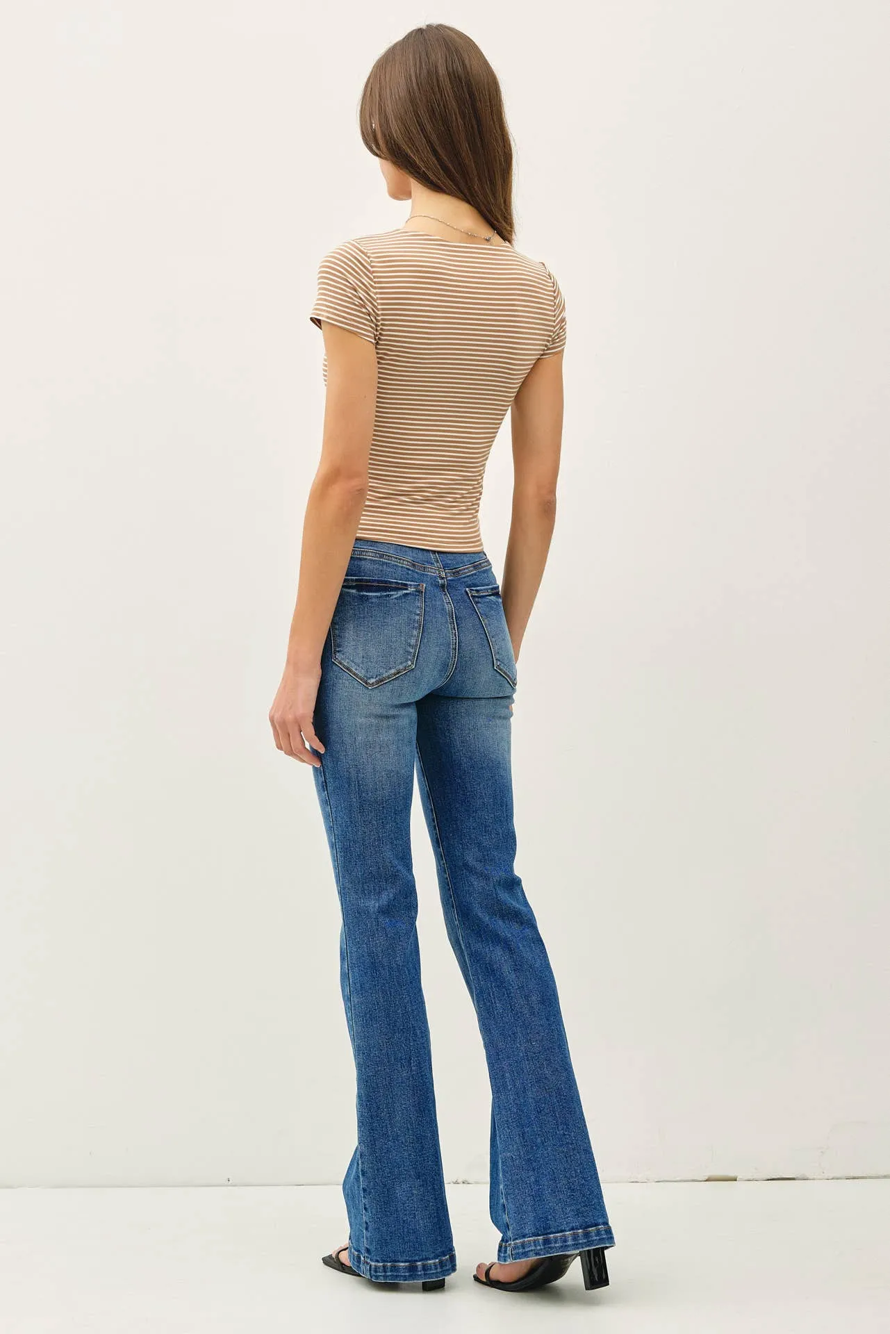 ULTRA SOFT DOUBLE LINED STRIPED SQUARE NECK TOP