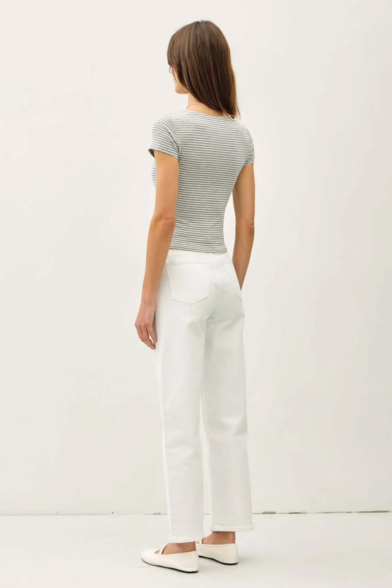 ULTRA SOFT DOUBLE LINED STRIPED SQUARE NECK TOP