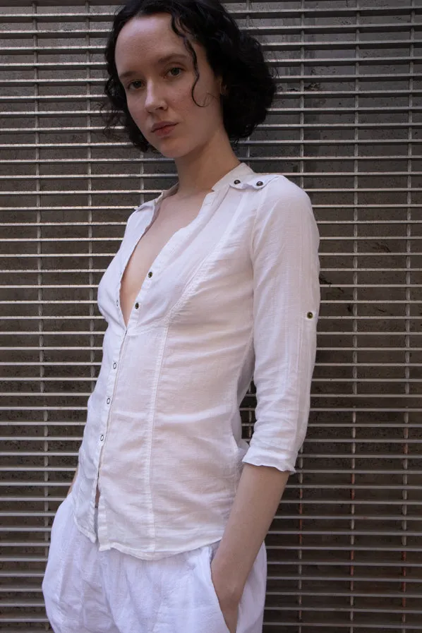 V NECK BLOUSE WITH BUTTONS