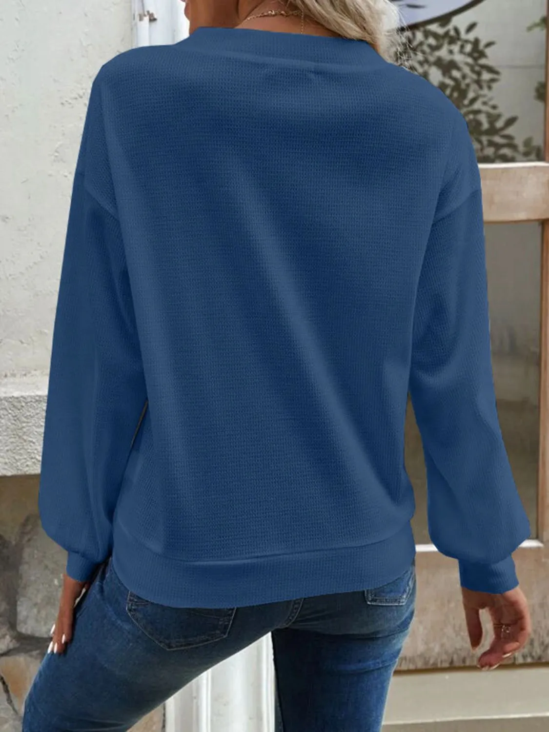 V-Neck Dropped Shoulder Blouse (6 Colors)