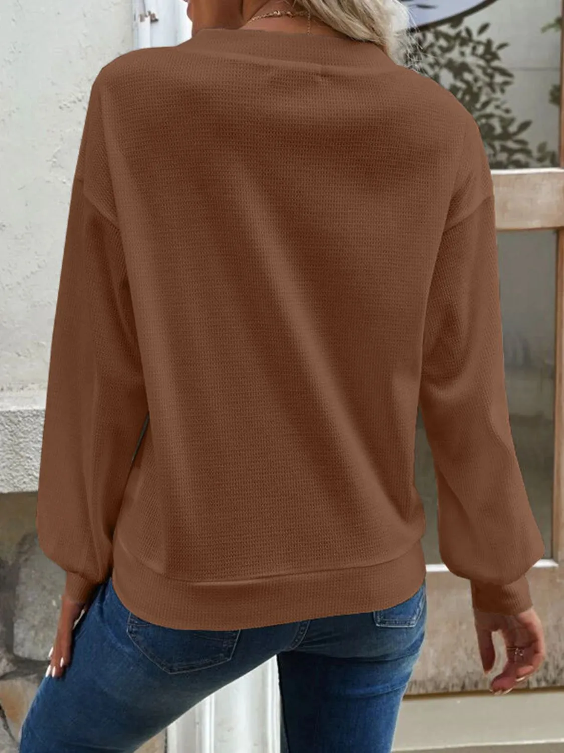 V-Neck Dropped Shoulder Blouse (6 Colors)