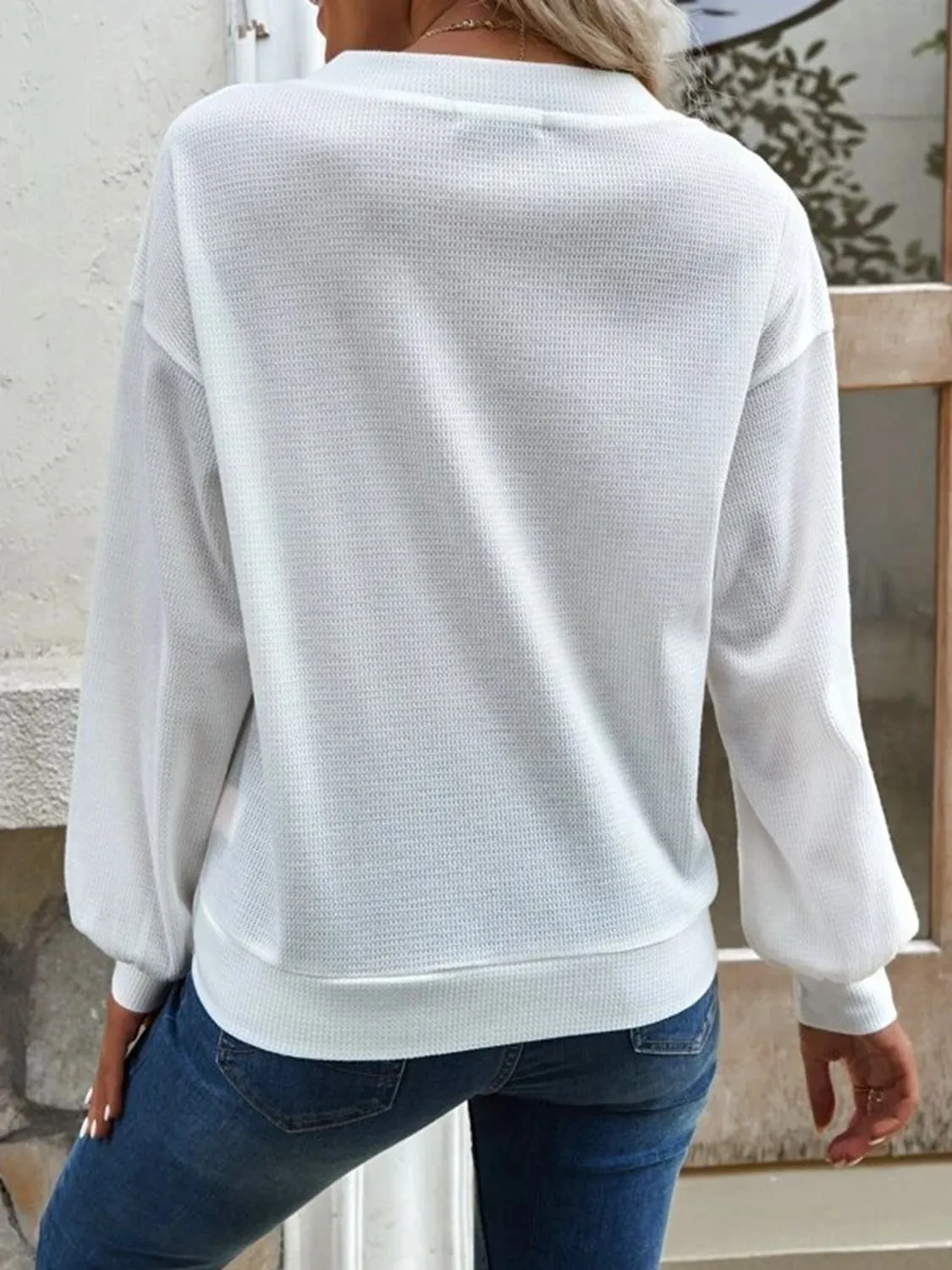 V-Neck Dropped Shoulder Blouse (6 Colors)