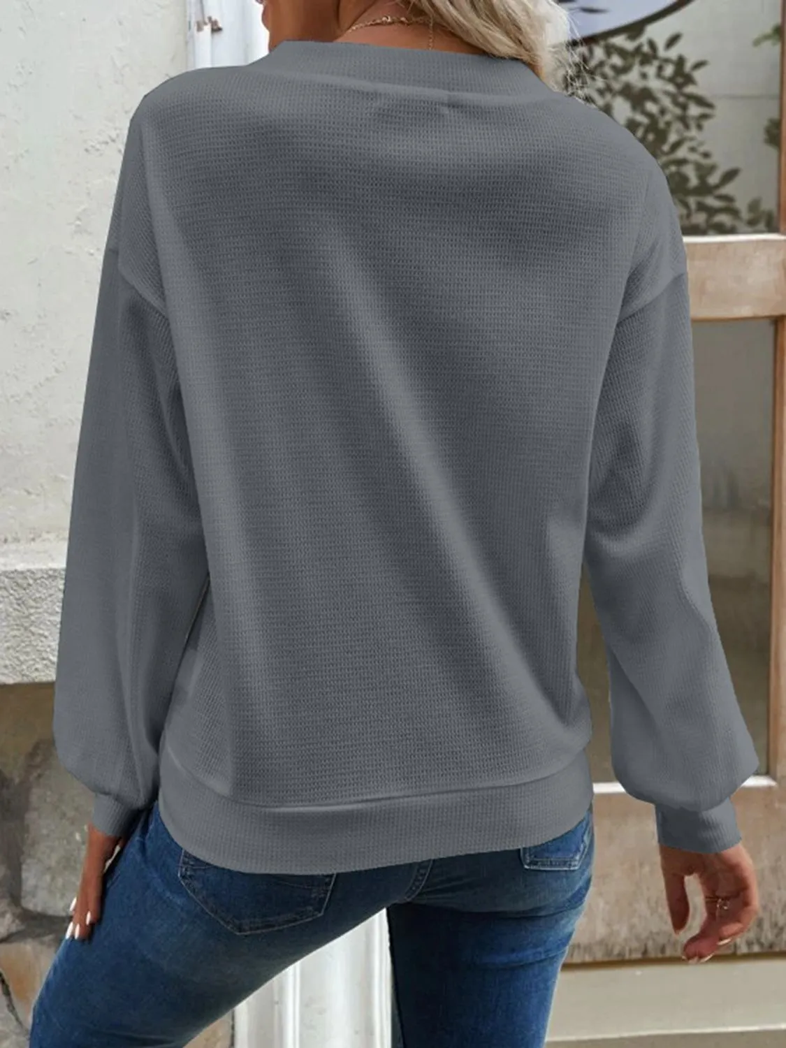 V-Neck Dropped Shoulder Blouse (6 Colors)