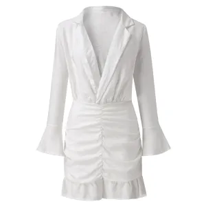 V Neck Fit-and-Flare Dress