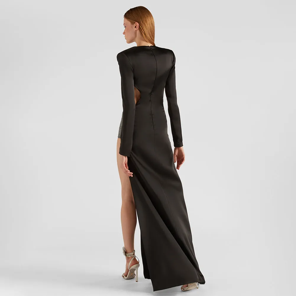 V Neck Hollow Out Maxi Bodycon Dress BD2445