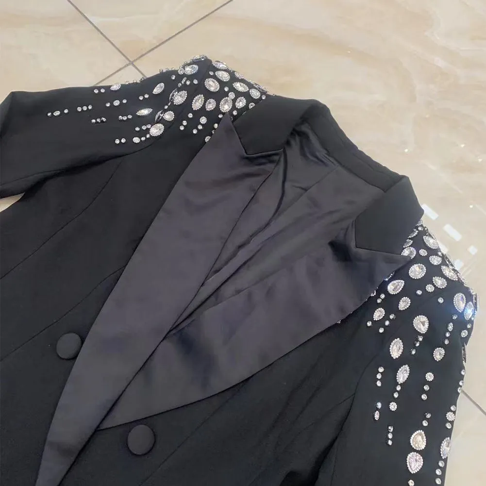 V Neck Long Sleeve Rhinestone Mini Bodycon Dress HT946