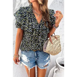 V-Neck Ruffle Top