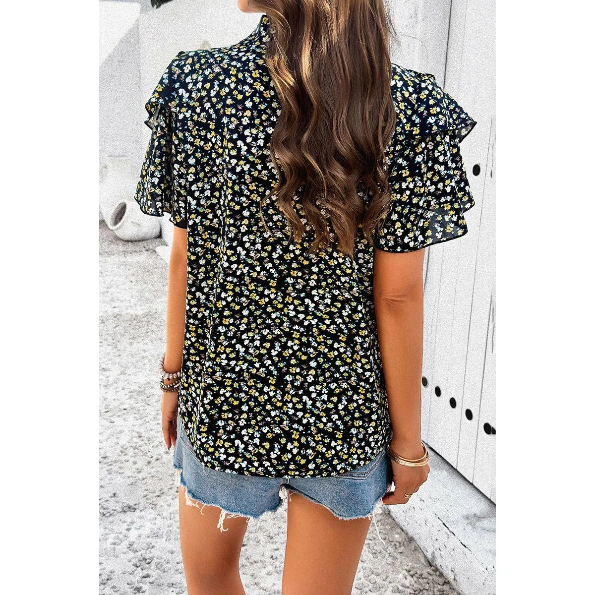 V-Neck Ruffle Top