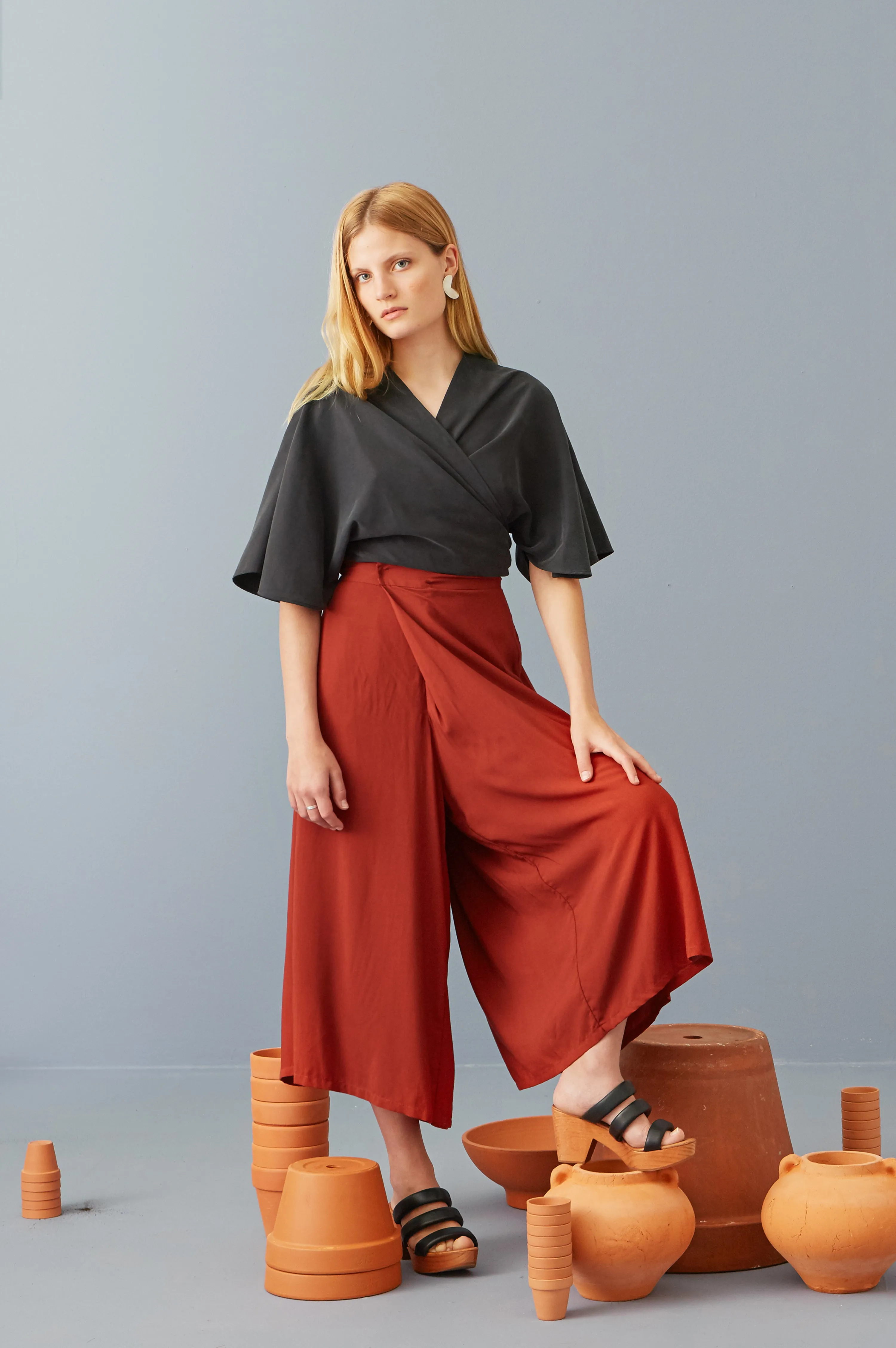 Valentina Wrap Top in Black