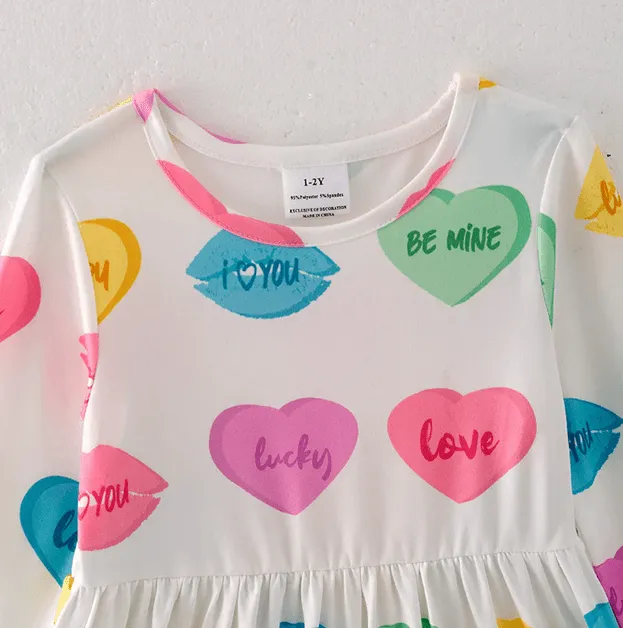 Valentine's Day Candy Heart Playwear Dress w/ Hair Bow
