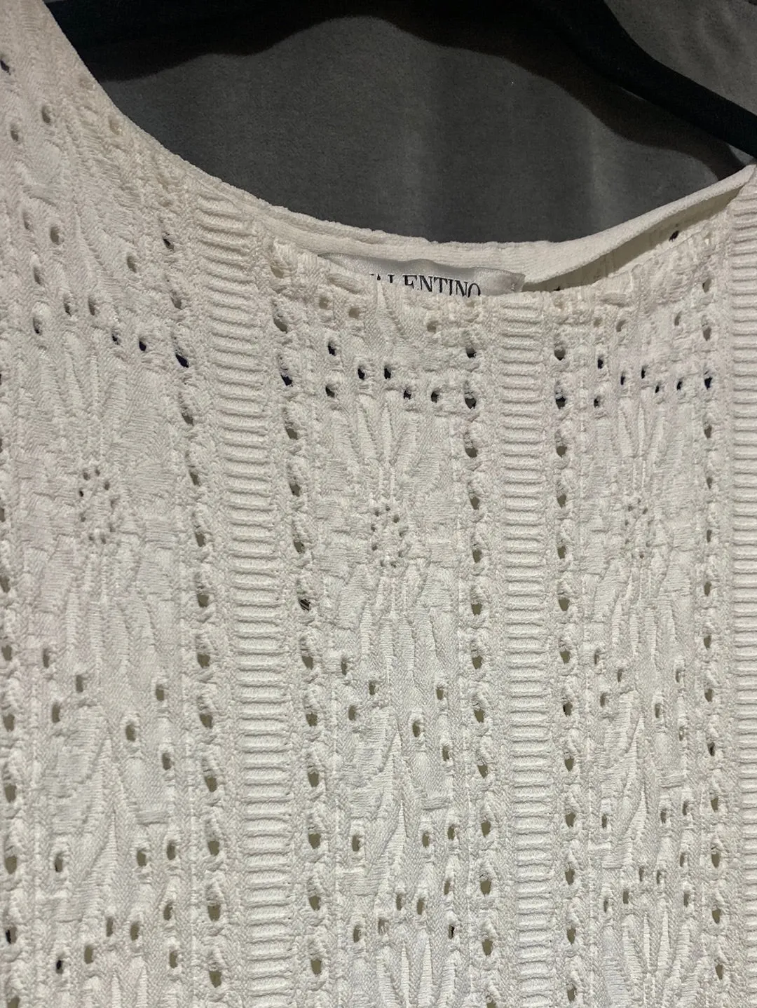 Valentino Cream Stretch Knit Fit and Flare Sleeveless Dress