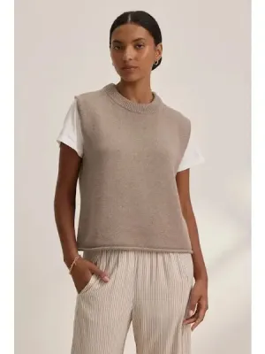 Velvet with Cleo Wade - Paola Cap Sleeve crew top in Mink