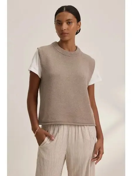 Velvet with Cleo Wade - Paola Cap Sleeve crew top in Mink