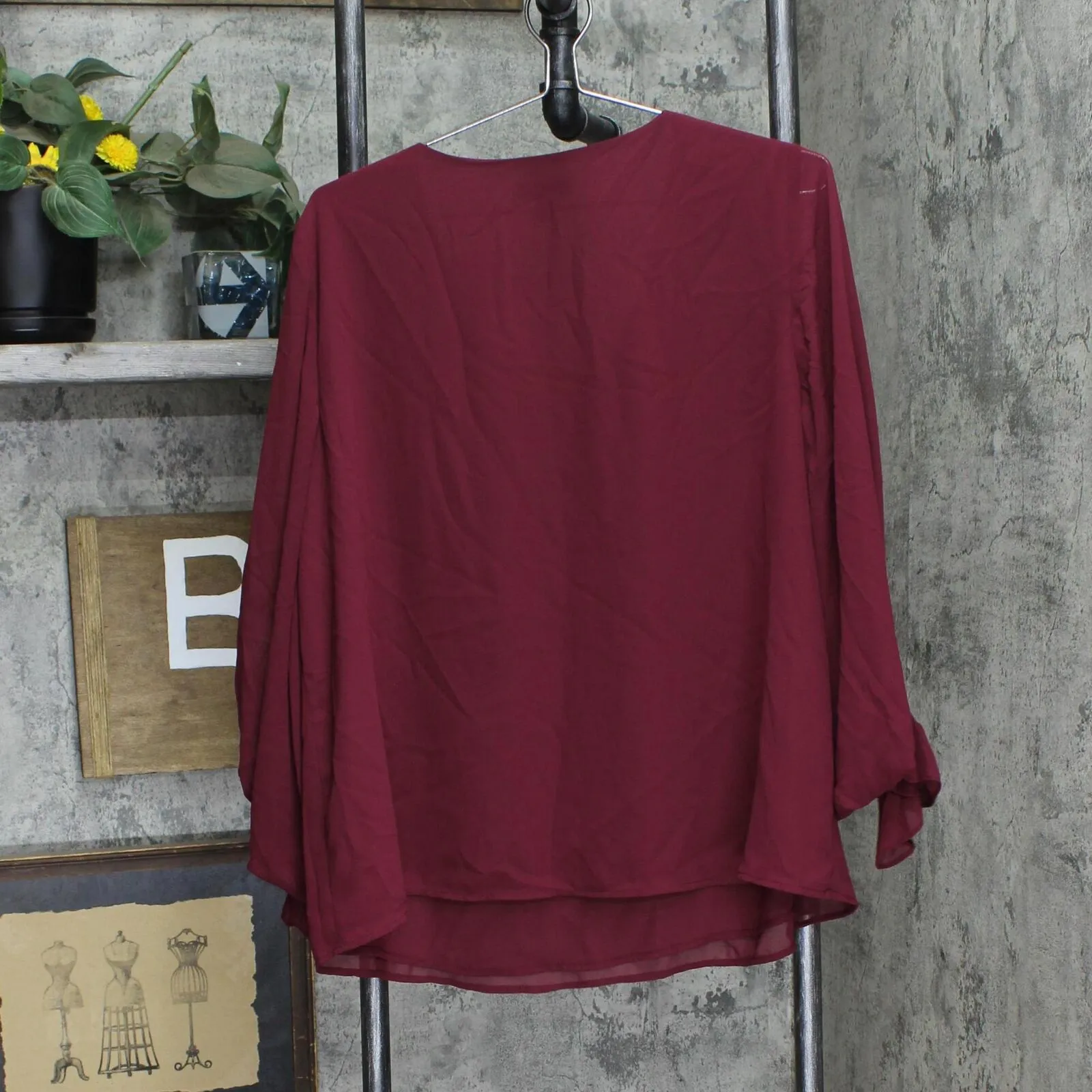 Vince Camuto Womens Plus Size Blouson-Sleeve V-Neck Blouse 92523B007