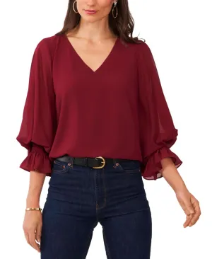 Vince Camuto Womens Plus Size Blouson-Sleeve V-Neck Blouse 92523B007