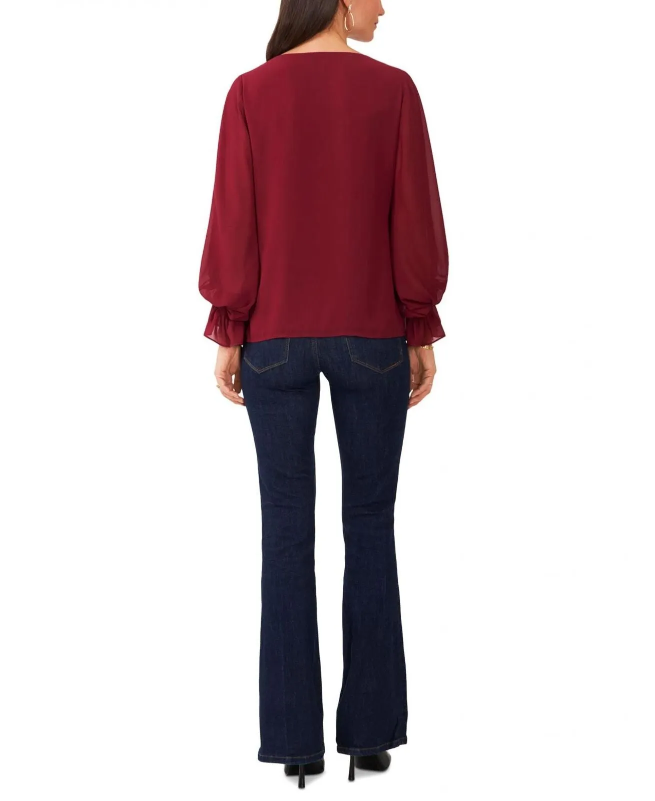 Vince Camuto Womens Plus Size Blouson-Sleeve V-Neck Blouse 92523B007