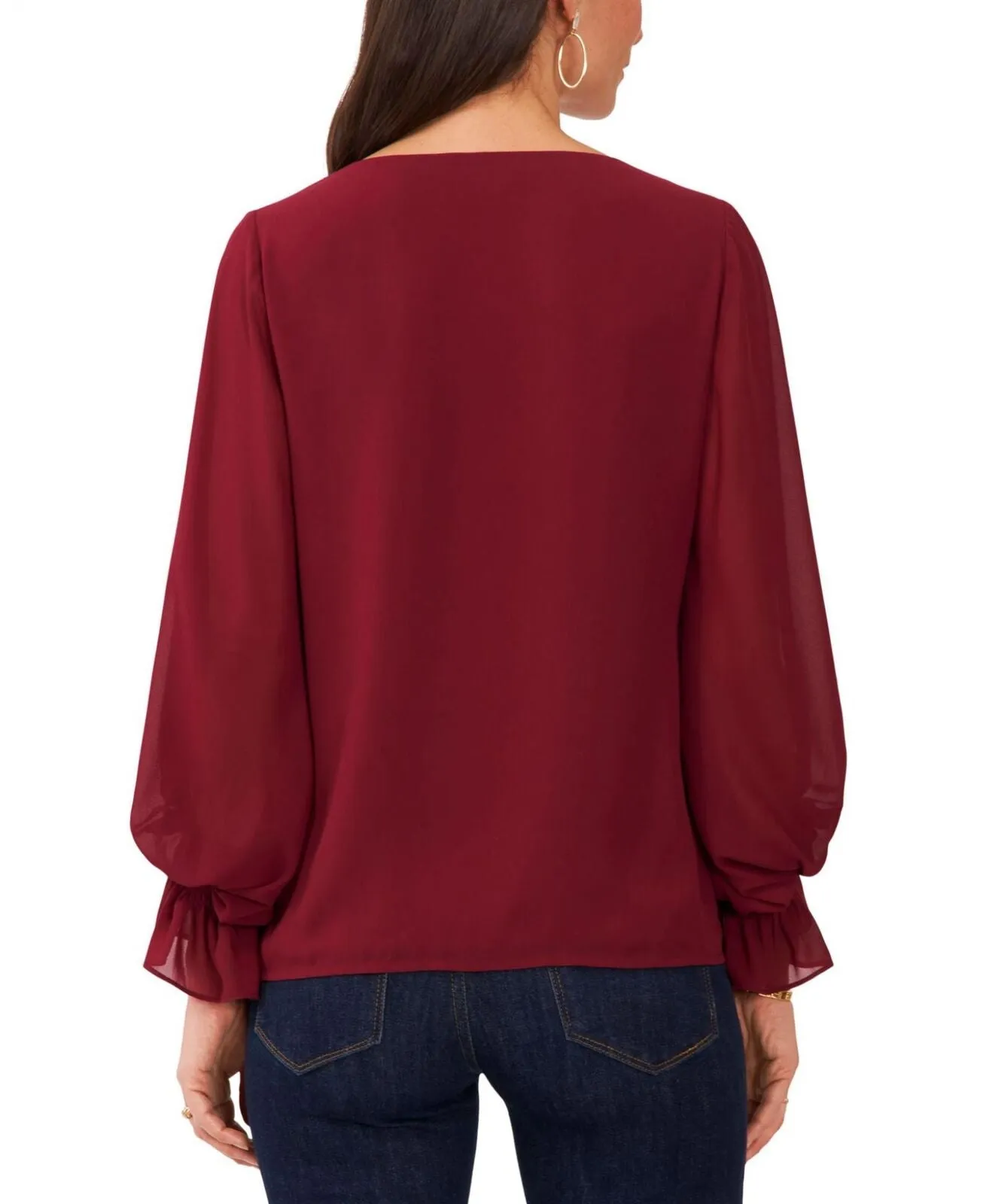 Vince Camuto Womens Plus Size Blouson-Sleeve V-Neck Blouse 92523B007