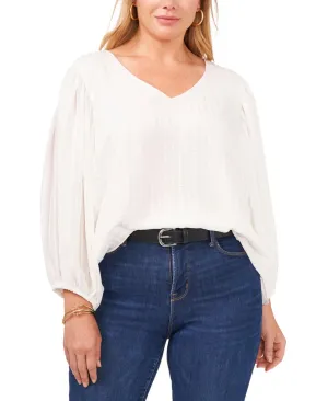Vince Camuto Womens Plus Size V-Neck Crinkled Blouse 9261190