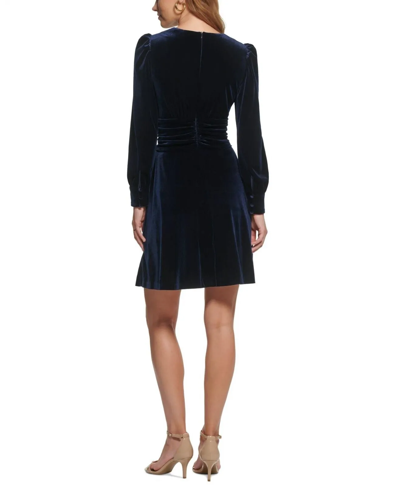 Vince Camuto Womens Velvet Twist-Front Dress VC1M2432 Navy Blue 0