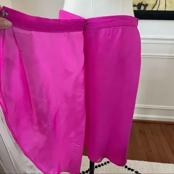 Vintage Constance Saunders Silk Jacket Wrap Skirt Raspberry 10