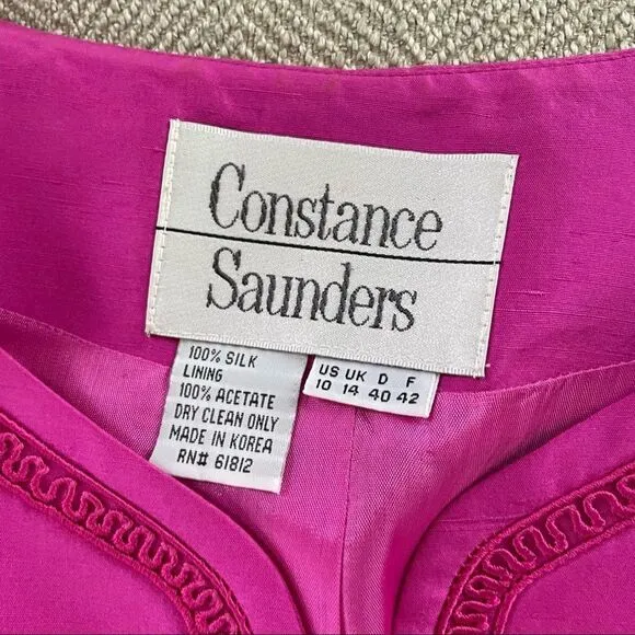Vintage Constance Saunders Silk Jacket Wrap Skirt Raspberry 10
