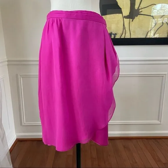 Vintage Constance Saunders Silk Jacket Wrap Skirt Raspberry 10