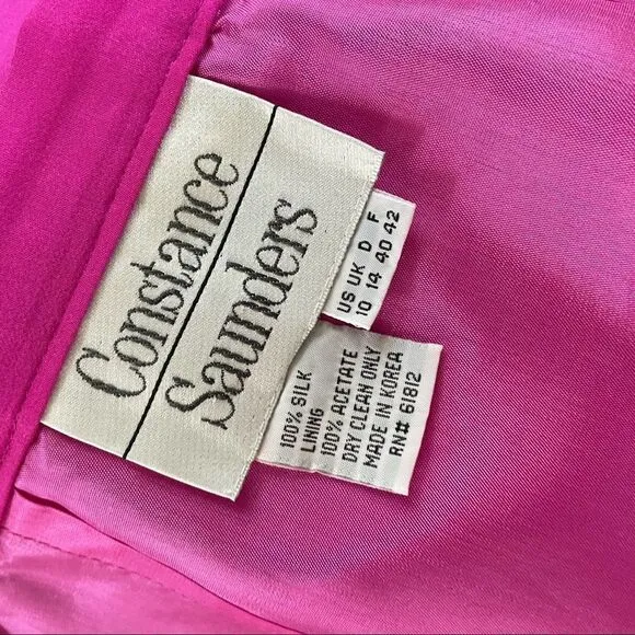 Vintage Constance Saunders Silk Jacket Wrap Skirt Raspberry 10