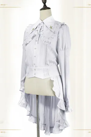 Vintage Lapel Collar Long Sleeves Ruffled Swallowtail Ouji Lolita Blouse