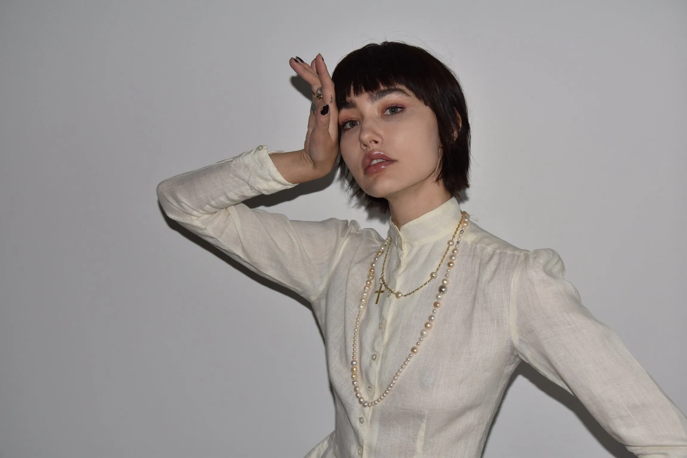 Vintage White Linen Ralph Lauren Victorian Blouse