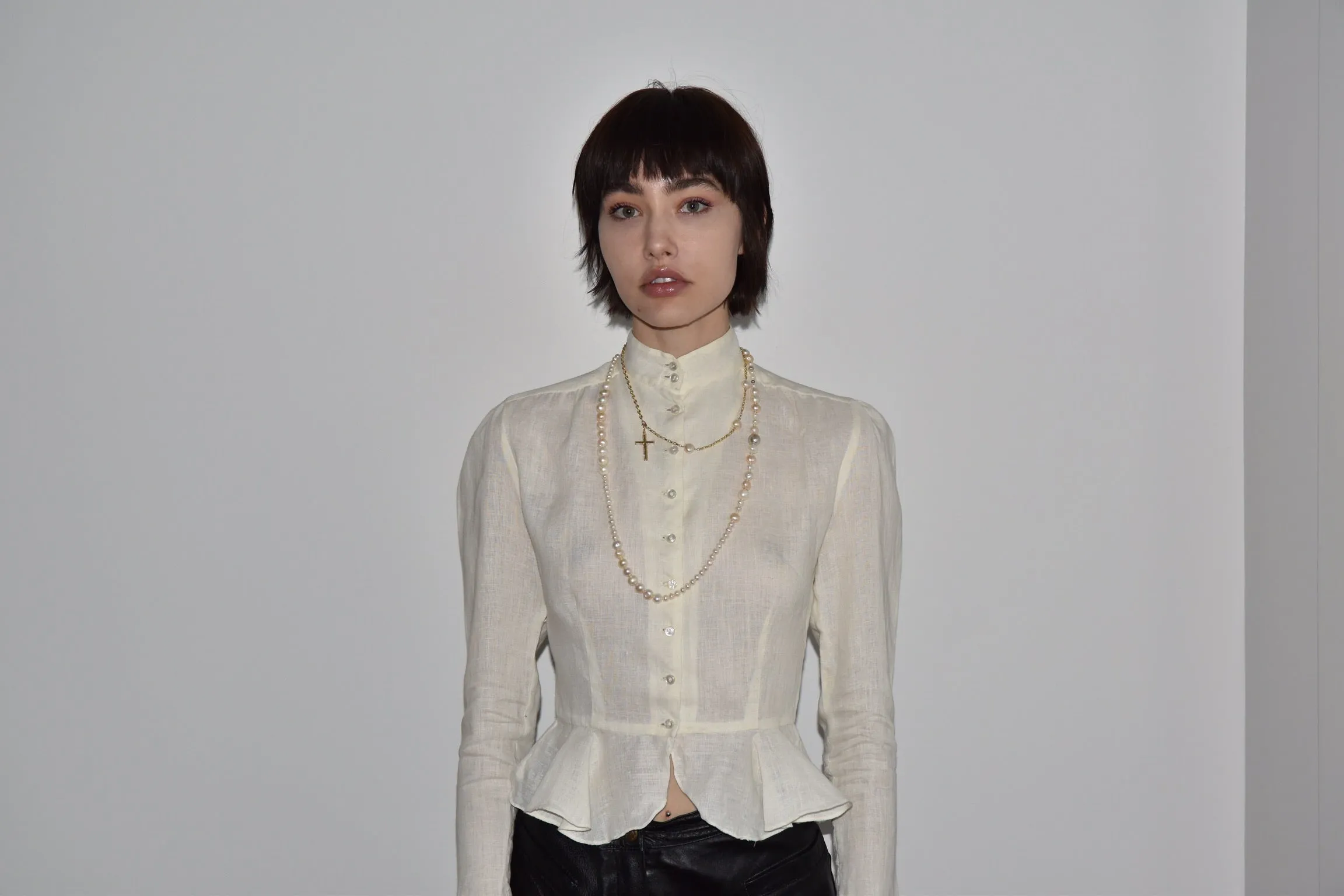 Vintage White Linen Ralph Lauren Victorian Blouse